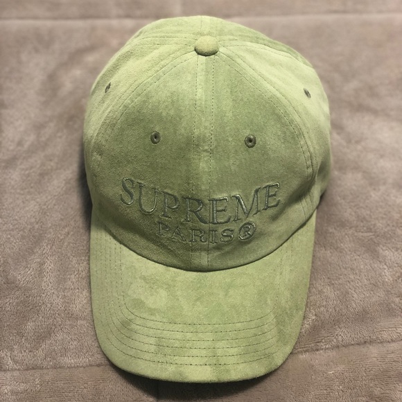 Supreme Other - Supreme Suede Mint Green Paris Logo Strapback Hat 🧢